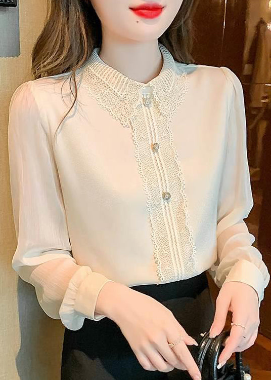 Boutique Collar Pan Shirt Top Cotton Pink Patchwork Peter Lace
