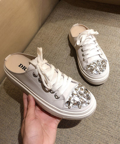 Up Splicing Zircon Sandals Platform Lace Boutique Pink Slide