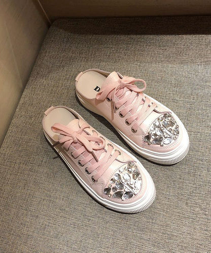 Up Splicing Zircon Sandals Platform Lace Boutique Pink Slide