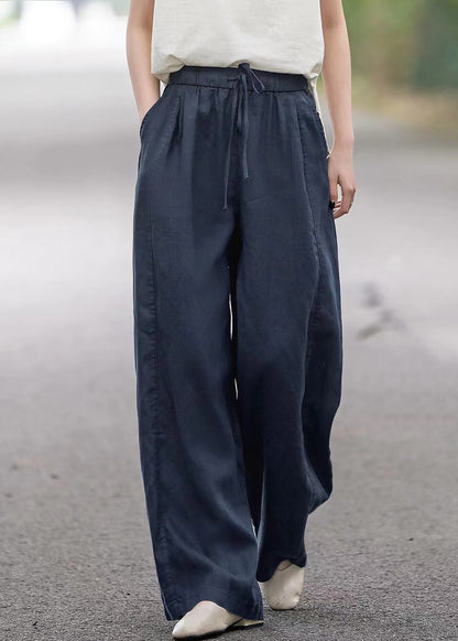 Pockets Elastic Pants Red Waist Summer Boutique Linen