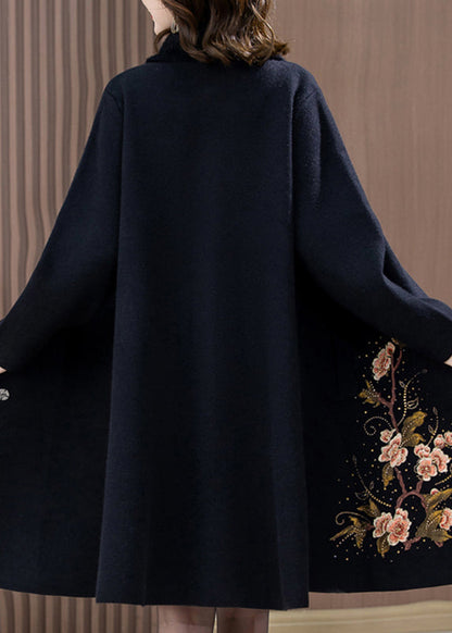 Boutique Red Print Pockets Woolen Long Coats Spring TA034