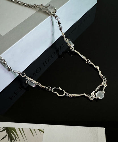 Boutique Cat Stone Silk Asymmetrical Pendant Eye Steel Stainless