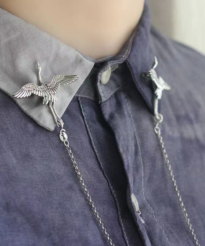 Boutique Silk Sterling Silver Crane Brooches DF1005