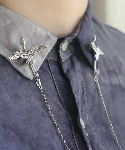 Boutique Silk Sterling Silver Crane Brooches DF1005