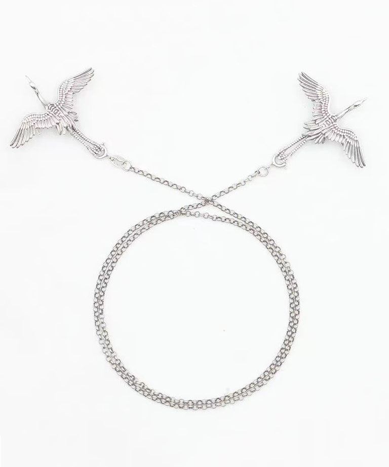 Boutique Silk Sterling Silver Crane Brooches DF1005