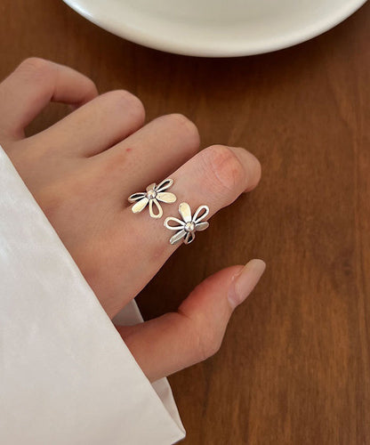 Boutique Silk Sterling Silver Floral Rings KX1015