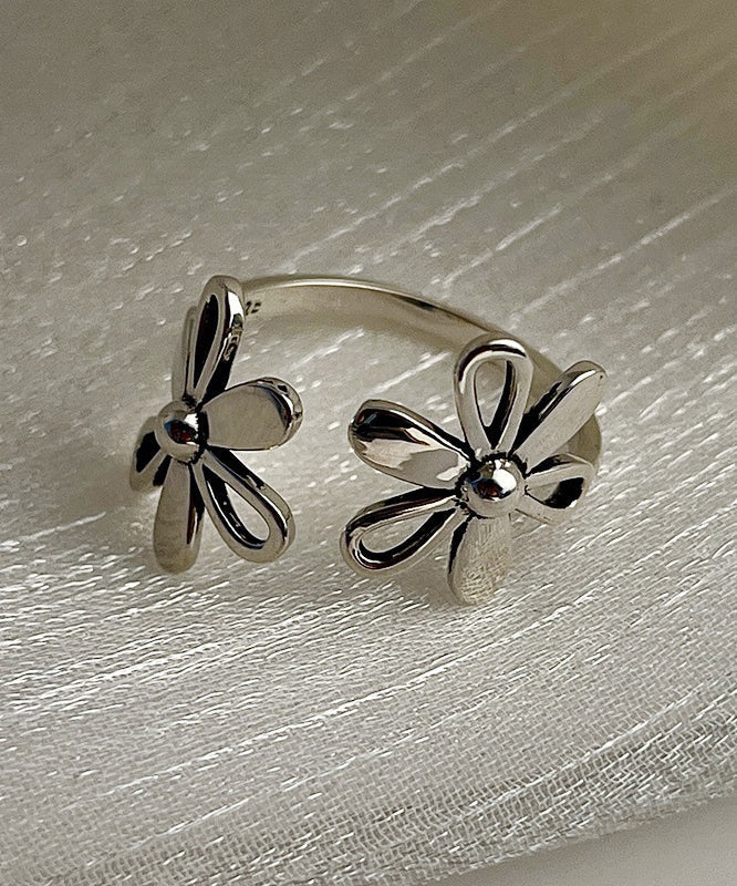 Boutique Silk Sterling Silver Floral Rings KX1015