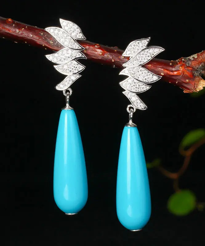 Boutique Sterling Silver Water Drop Turquoise Drop Earrings Ada Fashion