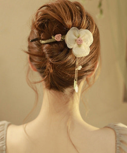 Plastic Boutique Pearl Floral Hairpin Tulle Tassel