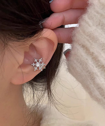 Boutique White Stainless Steel Zircon Snow Stud Earrings YD019