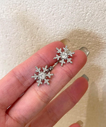 Boutique White Stainless Steel Zircon Snow Stud Earrings YD019