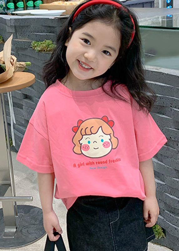 Brief Apricot Patchwork Girls T Shirt Short Sleeve SS1019