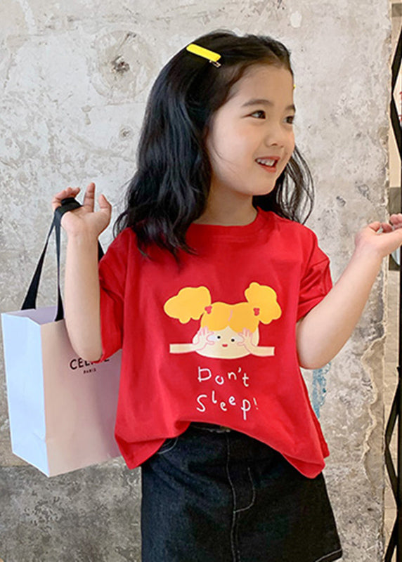 Brief Apricot Patchwork Girls T Shirt Short Sleeve SS1019