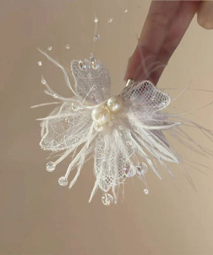 Pearl Brief Beige Hairpin Lace Hollow Out Feather