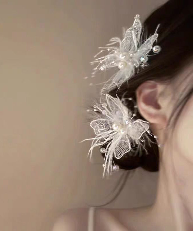 Pearl Brief Beige Hairpin Lace Hollow Out Feather