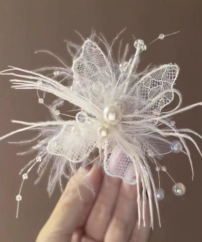 Pearl Brief Beige Hairpin Lace Hollow Out Feather