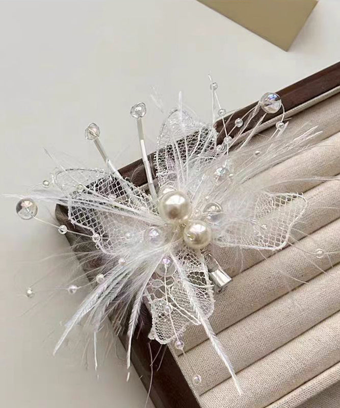 Pearl Brief Beige Hairpin Lace Hollow Out Feather