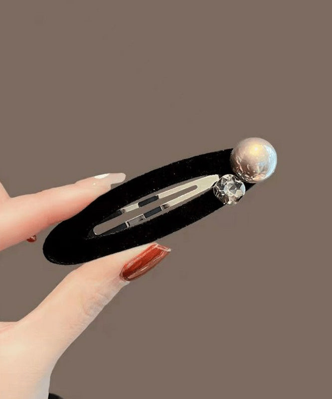 Pearl Hairpin Brief Velvet Metal Black