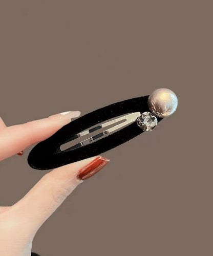 Pearl Hairpin Brief Velvet Metal Black