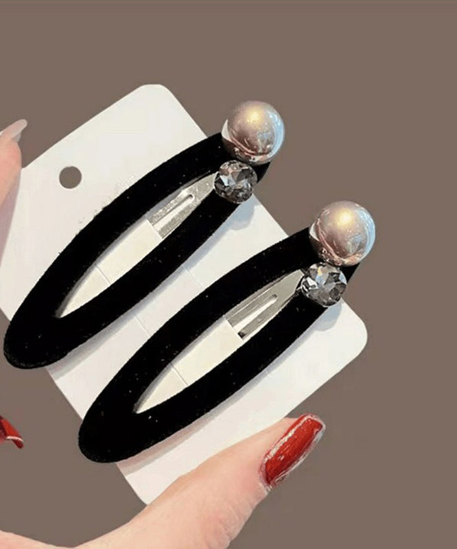 Pearl Hairpin Brief Velvet Metal Black