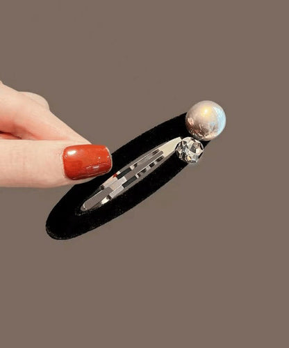 Pearl Hairpin Brief Velvet Metal Black