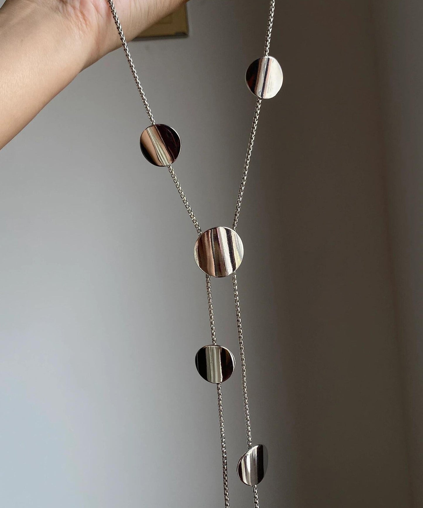 Asymmetrical Pendant Necklace Tassel Brief Blue Planchet Alloy