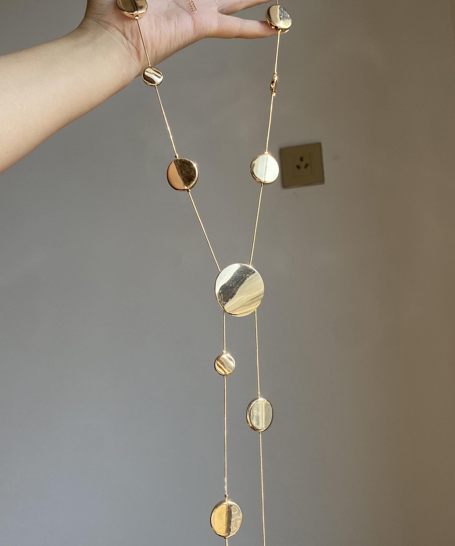 Asymmetrical Pendant Necklace Tassel Brief Blue Planchet Alloy