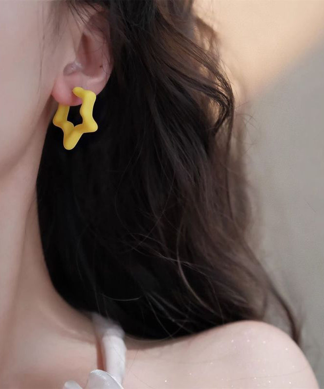 Star Five-Pointed Blue Hoop Sterling Earrings Silver Brief