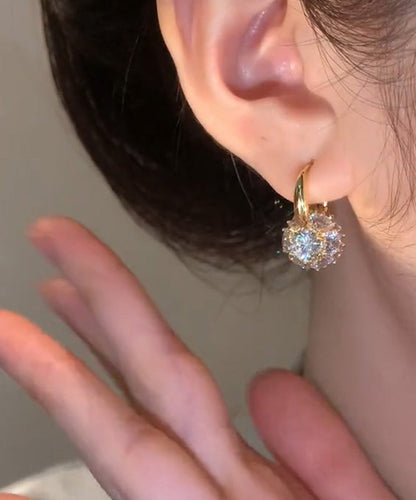 Earrings Alloy Brief Zircon Hoop Gold Copper