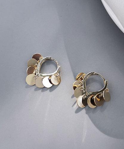 Silver Gold Brief Hoop Sequins Love Earrings Sterling Alloy