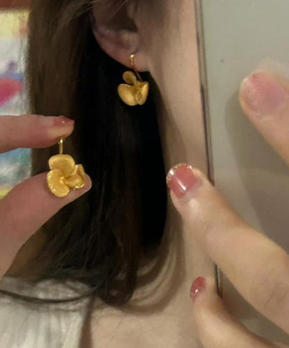 Floral Overgild Silver Gold Sterling Brief Earrings Stud