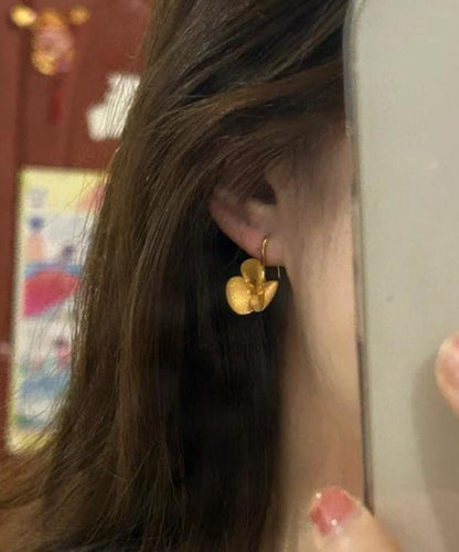 Floral Overgild Silver Gold Sterling Brief Earrings Stud