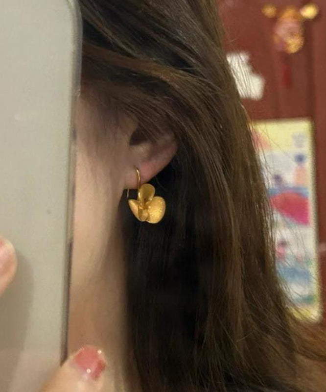 Floral Overgild Silver Gold Sterling Brief Earrings Stud