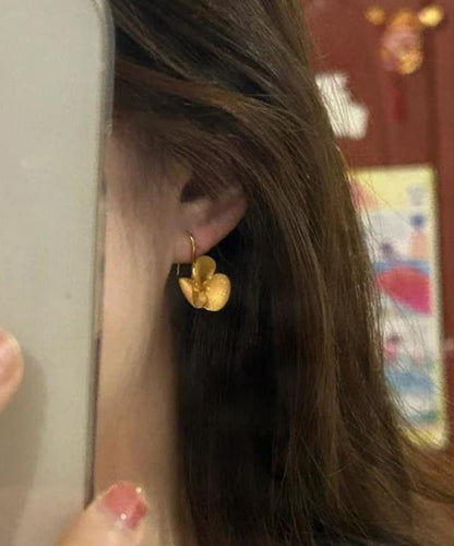 Floral Overgild Silver Gold Sterling Brief Earrings Stud