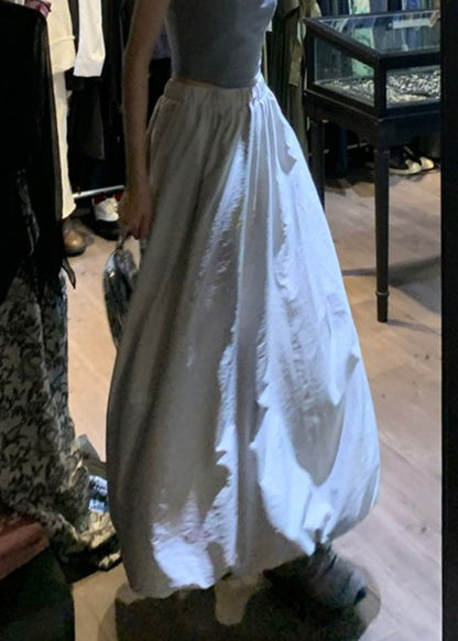 Pockets Elastic Waist Grey Skirt Maxi Brief