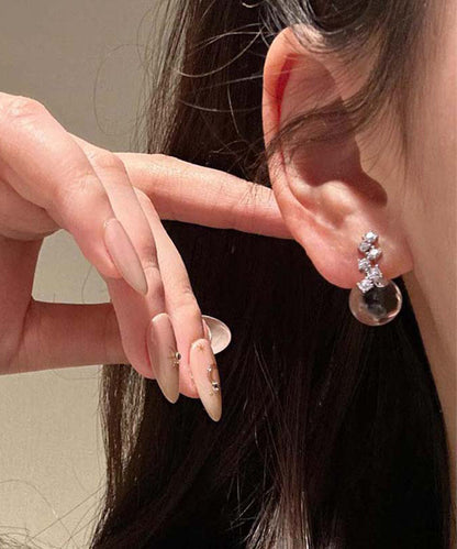 Glaze Earrings Brief Coloured Silver Stud Sterling Nude Zircon