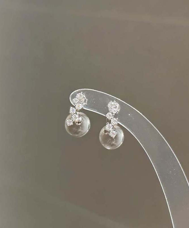 Glaze Earrings Brief Coloured Silver Stud Sterling Nude Zircon