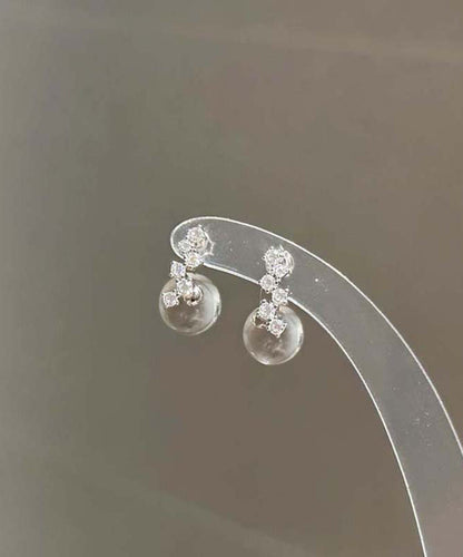 Glaze Earrings Brief Coloured Silver Stud Sterling Nude Zircon