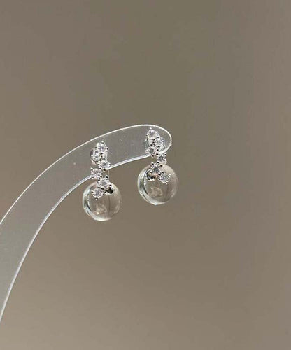 Glaze Earrings Brief Coloured Silver Stud Sterling Nude Zircon
