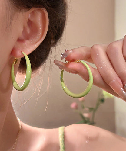 Glaze Pink Hoop Brief Drip Alloy Earrings