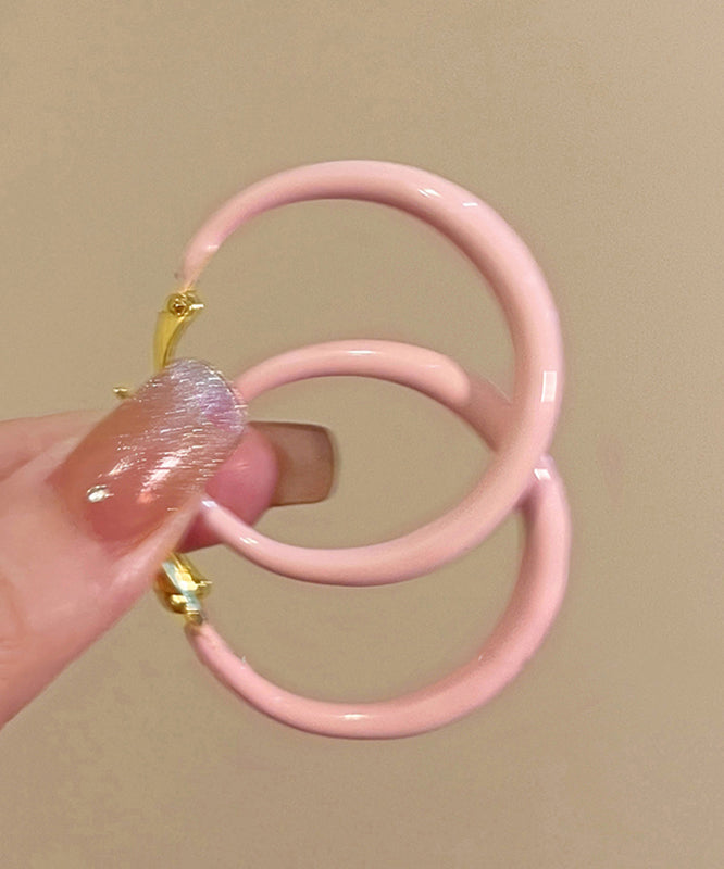 Glaze Pink Hoop Brief Drip Alloy Earrings