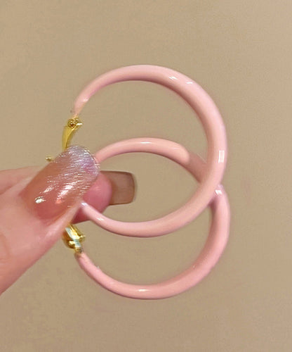 Glaze Pink Hoop Brief Drip Alloy Earrings