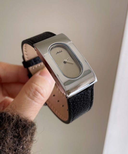 Rectangular Brief Movement Watches Leather Quartz Silk