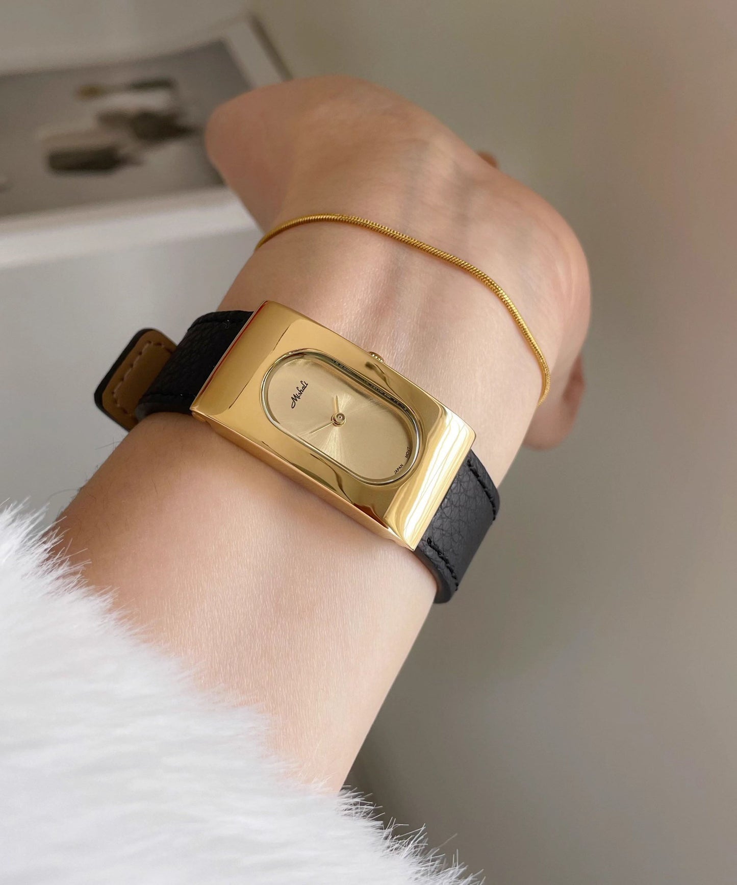 Rectangular Brief Movement Watches Leather Quartz Silk