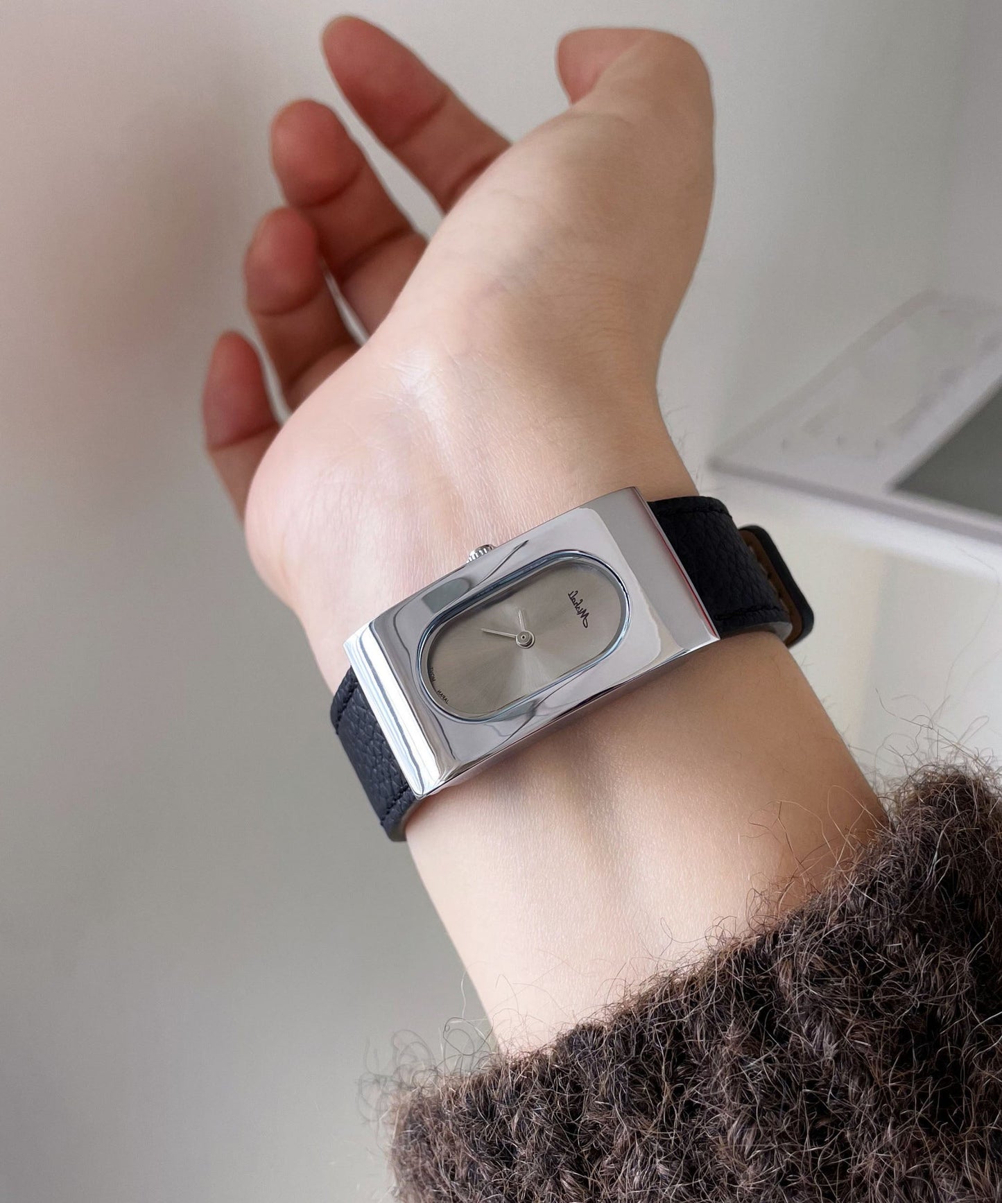 Rectangular Brief Movement Watches Leather Quartz Silk