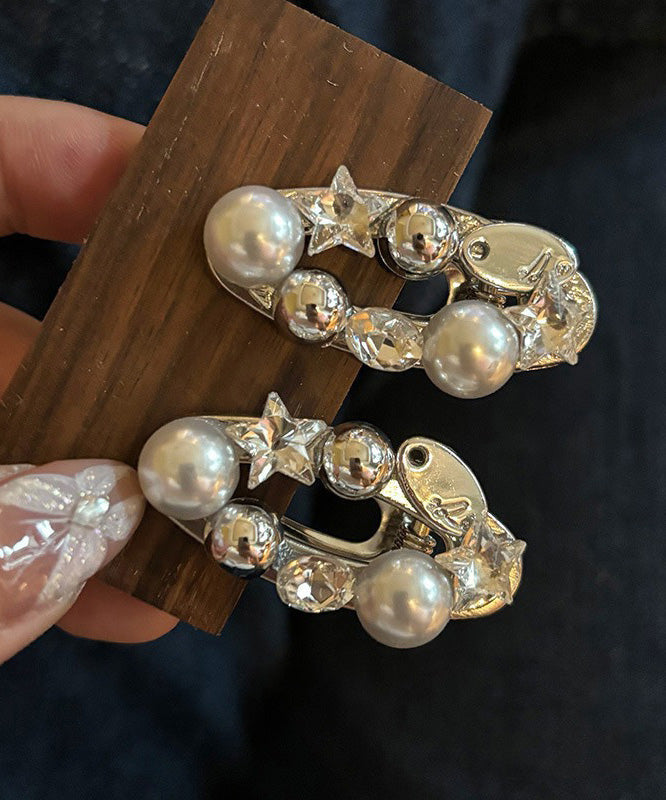 Alloy Zircon Hairpin Pair Star Silk Pearl Metal Brief A