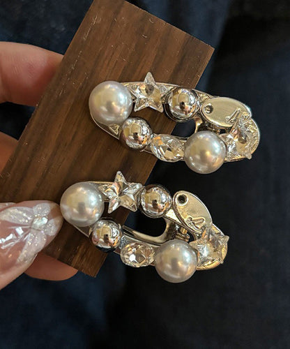 Alloy Zircon Hairpin Pair Star Silk Pearl Metal Brief A