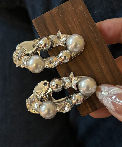 Alloy Zircon Hairpin Pair Star Silk Pearl Metal Brief A