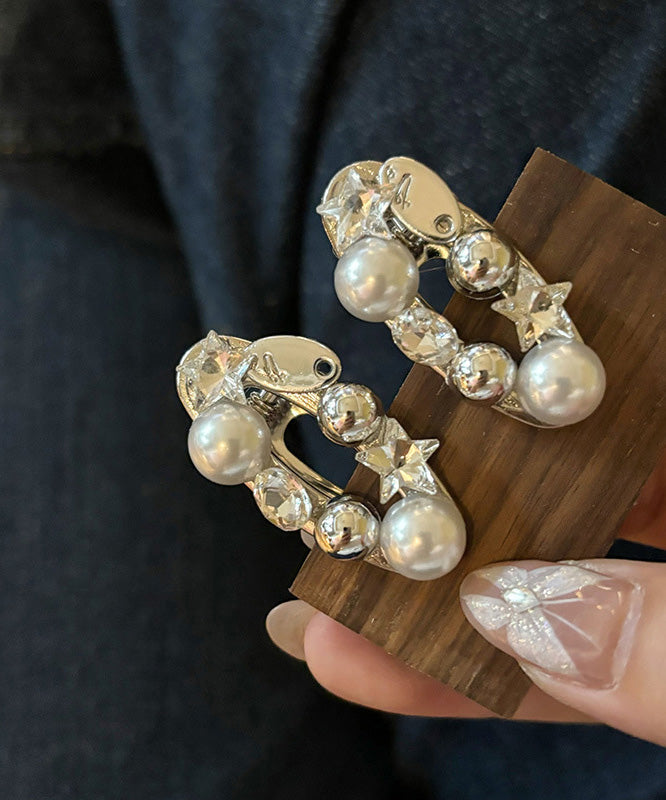 Alloy Zircon Hairpin Pair Star Silk Pearl Metal Brief A