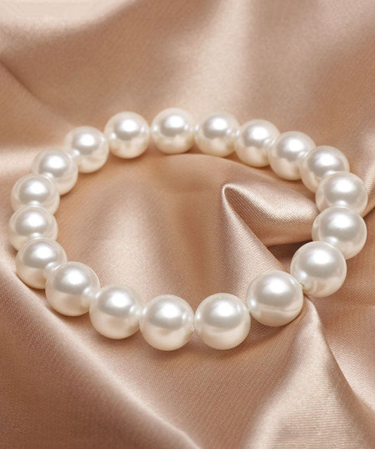 Brief White Alloy Pearl Beading Bracelet YD046